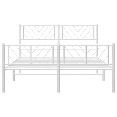 vidaXL Metal Bed Frame without Mattress with Footboard White 53.1"x74.8"