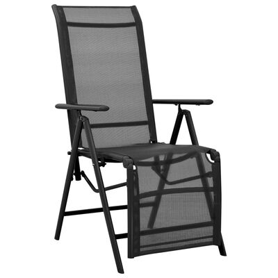 vidaXL Reclining Deck Chair Aluminum and Textilene Black