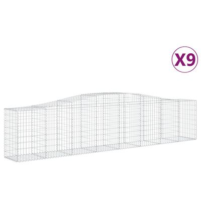 vidaXL Arched Gabion Baskets 9 pcs 157.5"x19.7"x31.5"/39.4" Galvanized Iron