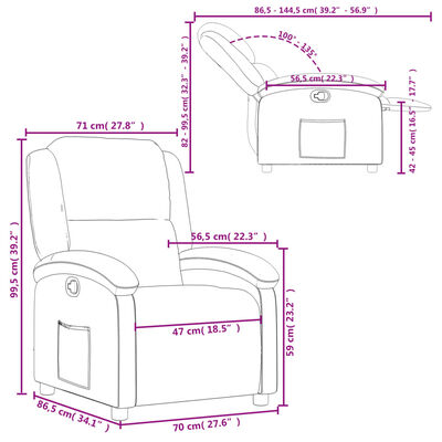 vidaXL Recliner Chair Cream Real Leather