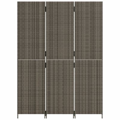 vidaXL Room Divider 3 Panels Gray Poly Rattan