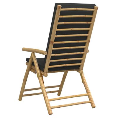 vidaXL 4 Piece Folding Bistro Chairs with Dark Gray Cushions Bamboo