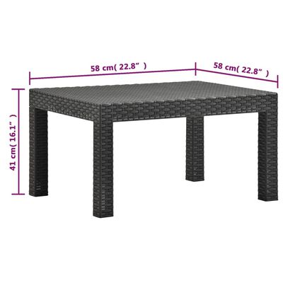 vidaXL 2 Piece Patio Lounge Set with Cushions PP Rattan Anthracite