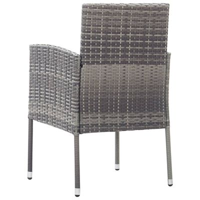 vidaXL Patio Chairs with Dark Gray Cushions 4 pcs Gray Poly Rattan