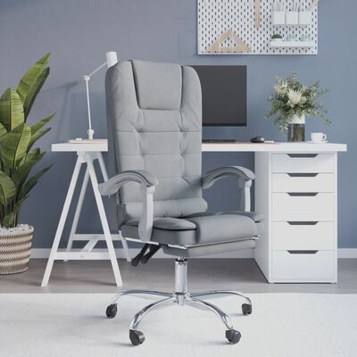 vidaXL Massage Reclining Office Chair Light Gray Fabric