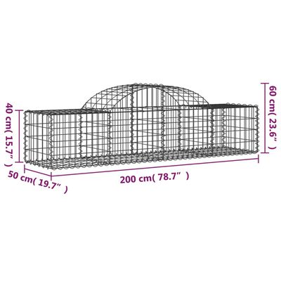 vidaXL Arched Gabion Baskets 5 pcs 78.7"x19.7"x15.7"/23.6" Galvanized Iron