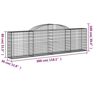 vidaXL Arched Gabion Baskets 7 pcs 118.1"x11.8"x31.5"/39.4" Galvanized Iron