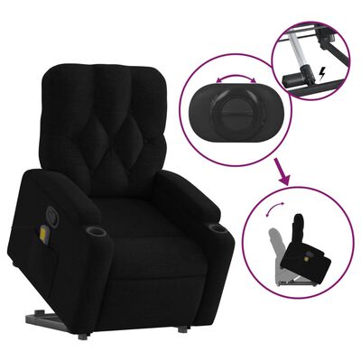 vidaXL Stand up Massage Recliner Chair Black Fabric