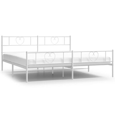 vidaXL Metal Bed Frame without Mattress with Footboard White 72"x83.9"