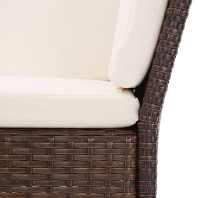 vidaXL 8 Piece Patio Lounge Set with Cushions Poly Rattan Brown