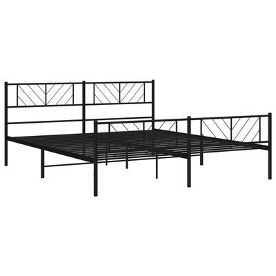 vidaXL Metal Bed Frame without Mattress with Footboard Black 76"x79.9"