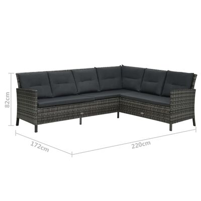 vidaXL 4 Piece Patio Lounge Set with Cushions Poly Rattan Gray