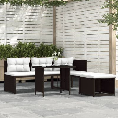 vidaXL 4 Piece Patio Lounge Set Poly Rattan Brown