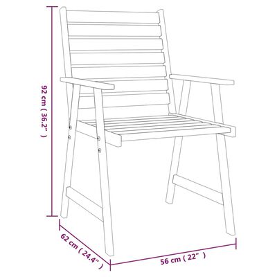 vidaXL 5 Piece Patio Dining Set Solid Wood Acacia