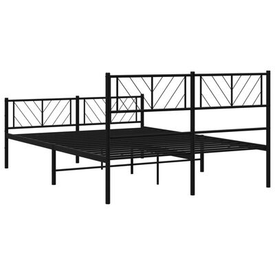 vidaXL Metal Bed Frame without Mattress with Footboard Black 53.1"x74.8"