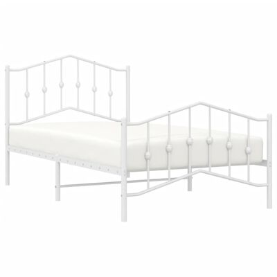 vidaXL Metal Bed Frame without Mattress with Footboard White 39.4"x74.8"