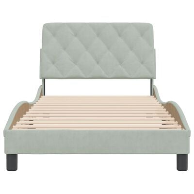 vidaXL Bed Frame without Mattress Light Gray 39.4"x74.8" Velvet