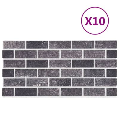 vidaXL 3D Wall Panels with Black & Gray Brick Design 10 pcs EPS