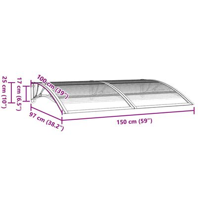 vidaXL Door Canopy Black 59.1"x39.4" Polycarbonate