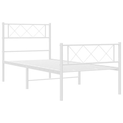 vidaXL Metal Bed Frame without Mattress with Footboard White 39.4"x78.7"