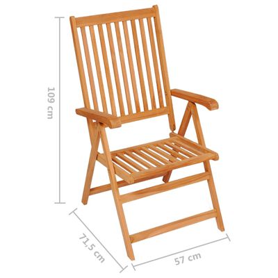 vidaXL Reclining Patio Chairs with Cushions 8 pcs Solid Teak Wood