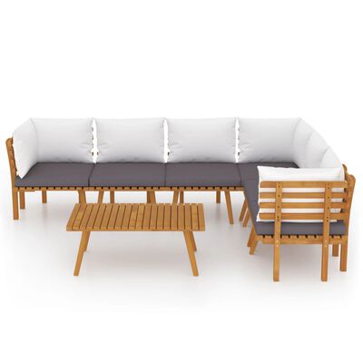 vidaXL 7 Piece Patio Lounge Set with Cushions Solid Acacia Wood