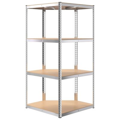 vidaXL 4-Layer Shelves 3 pcs Silver Steel&Engineered Wood