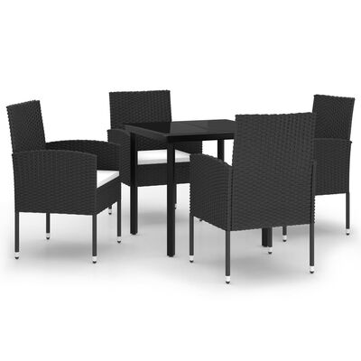 vidaXL 5 Piece Patio Dining Set Black