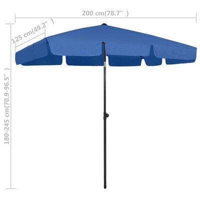 vidaXL Beach Umbrella Azure Blue 78.7"x49.2"