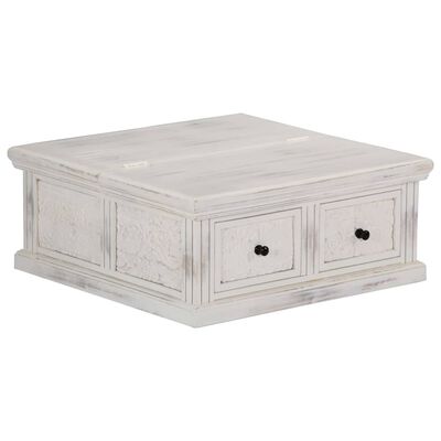 vidaXL Coffee Table White 27.6"x27.6"x11.8" Solid Mango Wood