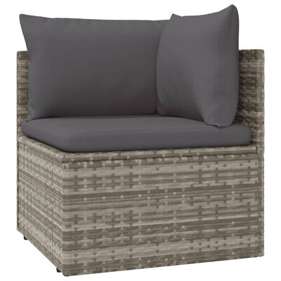 vidaXL 14 Piece Patio Lounge Set with Cushions Gray Poly Rattan