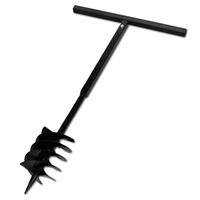 vidaXL Ground Drill Handle Auger Bit 7.09" Black Three Spirals Steel