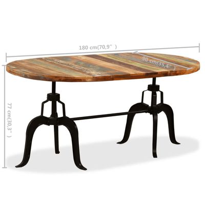 vidaXL Dining Table Solid Reclaimed Wood and Steel 70.9"