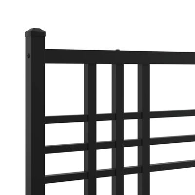 vidaXL Metal Bed Frame without Mattress with Headboard Black 76"x79.9"