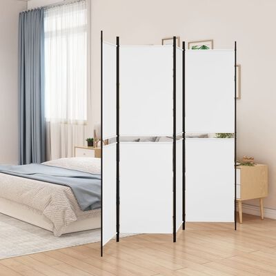 vidaXL 4-Panel Room Divider White 78.7"x78.7" Fabric