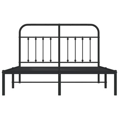 vidaXL Metal Bed Frame without Mattress with Headboard Black 59.1"x78.7"