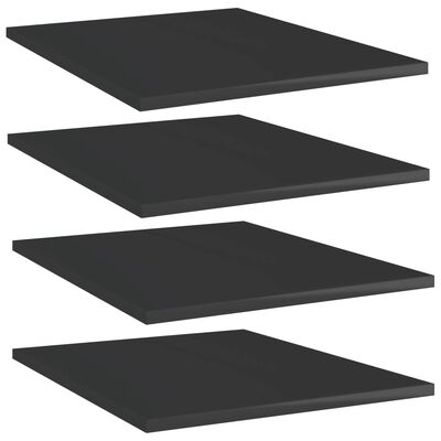 vidaXL Bookshelf Boards 4 pcs High Gloss Black 15.7"x19.7"x0.6" Engineered Wood