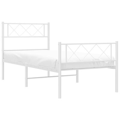 vidaXL Metal Bed Frame without Mattress with Footboard White 39.4"x78.7"