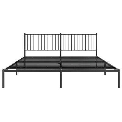 vidaXL Metal Bed Frame without Mattress with Headboard Black 76"x79.9"