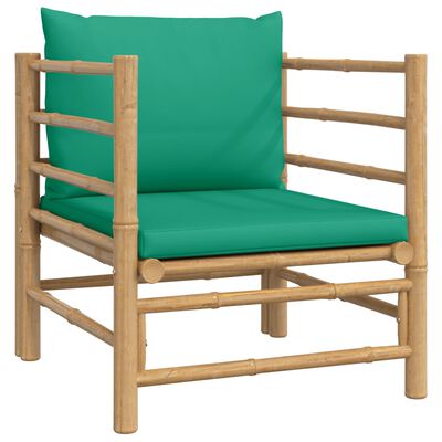 vidaXL 12 Piece Patio Lounge Set with Green Cushions Bamboo