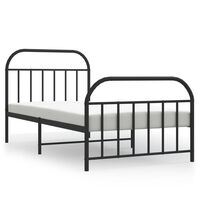 vidaXL Metal Bed Frame without Mattress with Footboard Black 39.4"x74.8"