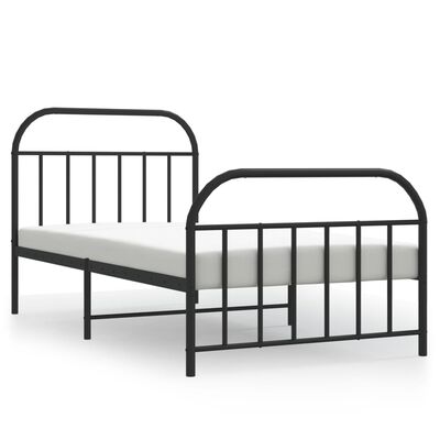 vidaXL Metal Bed Frame without Mattress with Footboard Black 39.4"x74.8"