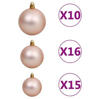 vidaXL Artificial Pre-lit Christmas Tree with Ball Set Pink 82.7" PVC