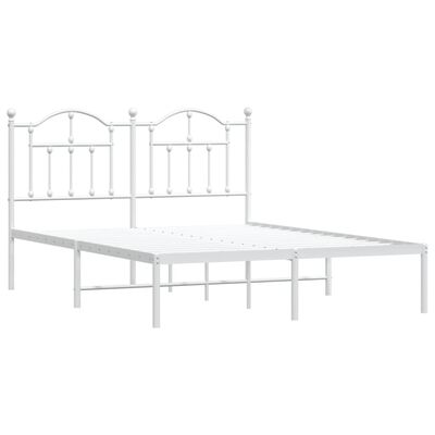 vidaXL Metal Bed Frame without Mattress with Headboard White 59.1"x78.7"