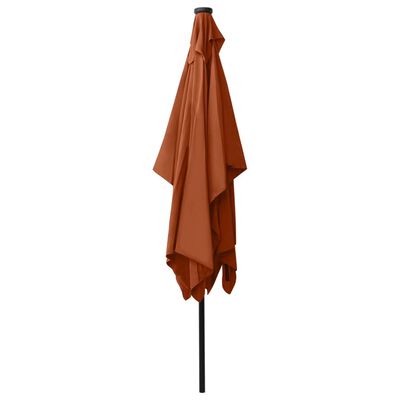 vidaXL Garden Parasol with LEDs and Steel Pole Terracotta 6.6'x9.8'