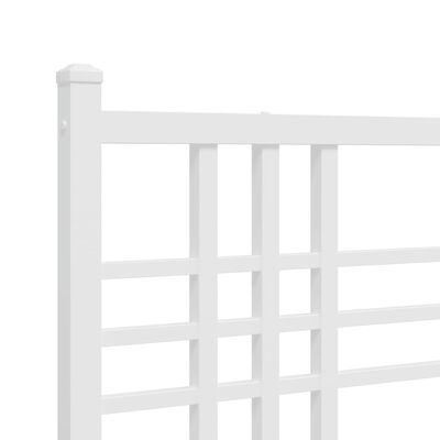 vidaXL Metal Bed Frame without Mattress with Headboard White 39.4"x78.7"