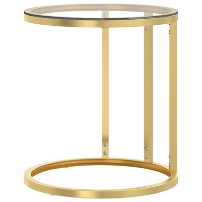 vidaXL Side Table Gold and Transparent 17.7" Tempered Glass