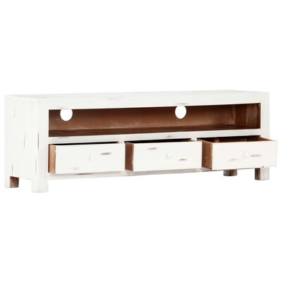 vidaXL TV Stand White 47.2"x11.8"x15.7" Solid Wood Acacia