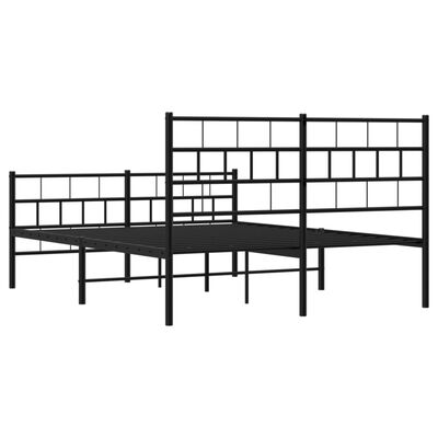 vidaXL Metal Bed Frame with Headboard and Footboard Black 59.1"x78.7"