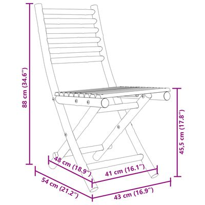 vidaXL Folding Patio Chairs 2 pcs 16.9"x21.3"x34.6" Bamboo